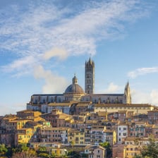 Historic buildings and skyline in Siena, Italy