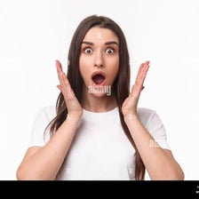 A person reacting with surprise to something remarkable.