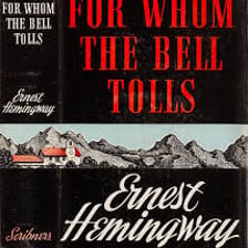 A book cover for Ernest Hemingway’s For Whom the Bell Tolls.