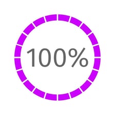 A progress bar filled completely to indicate 100 percent