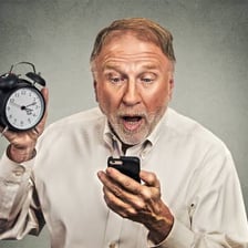 A person making a startled, alarmed facial expression