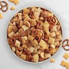 A bowl of Chex cereal pieces.