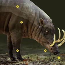 A wild boar displaying its tusks