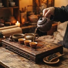 Chinese tea served in a traditional teacup.