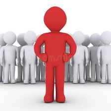 A person at the front of a group, representing leadership.