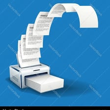 A printer producing a paper document