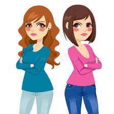 An illustration of two people who appear friendly while competing with each other.