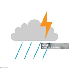 A weather map showing symbols for thunderstorms.