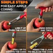 A handheld kitchen tool used to remove an apple’s core.