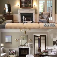 A before-and-after comparison showing a newly restyled design