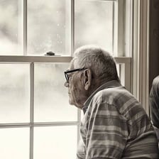 A person gazing wistfully out a window.