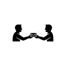 One person passing a message to another.
