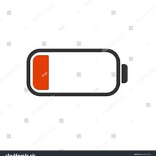 A device showing a nearly depleted battery
