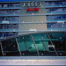 Audi automobiles outside a factory in Bavaria