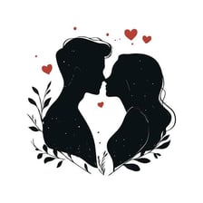 A romantic scene featuring a heart-shaped symbol of love