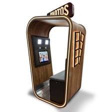 A photo booth kiosk in a shopping mall