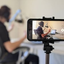 A smartphone recording a short video clip.