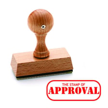 An approval stamp representing authorization.