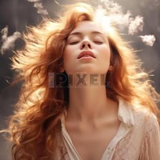 A person surrounded by a stylized aura beside a close-up of split hair ends.
