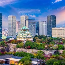 The Osaka skyline in Japan