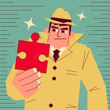 Detective figuring out a puzzle