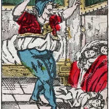 A storybook-style illustration of a menacing fairy-tale ogre.