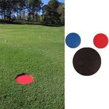 A yardage marker on a golf course.