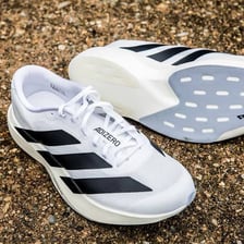 Adidas athletic shoes displaying the brand logo