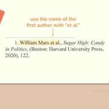 An academic citation showing the abbreviation “et al.” after a listed author.