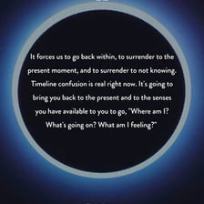 A timeline ending at the present moment.