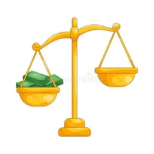 An illustration showing one side of a scale tipped to represent bias