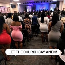 A congregation responding during a church service