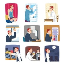 A person repeating familiar steps in a daily routine.