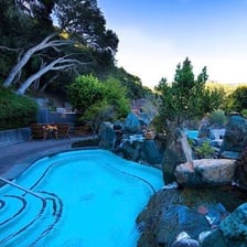 A spa setting with a mineral bath