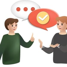 Two people expressing agreement during a conversation