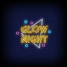 A vividly colored neon sign glowing in the dark.