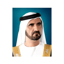 An official portrait of a Dubai emir.