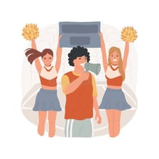 Energetic person cheering and showing pep