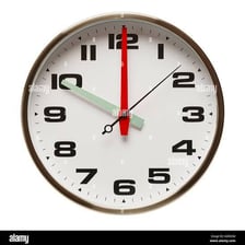 A close-up of a clock illustrating a moment just past.