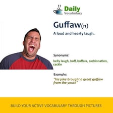 A person laughing loudly with an open-mouthed, hearty laugh.