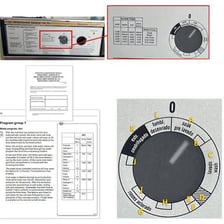 A visual pairing of a university setting and a washing-machine cycle control.