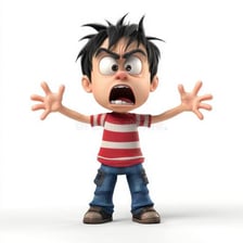 A cartoon character showing frustration with a growling expression
