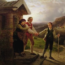 Illustration of a person departing their homeland in exile
