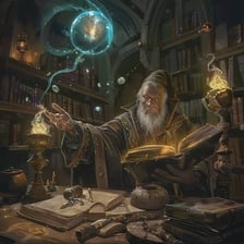 A fantasy sorcerer casting a spell
