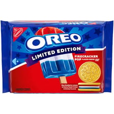 Oreo cookies in Firecracker Pop-themed packaging.