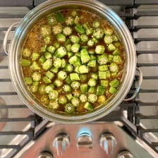 Fresh green okra pods used in Creole cooking