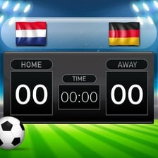 A soccer scoreboard showing the Netherlands team.