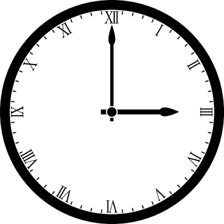 An analog clock face displaying III as the Roman numeral for three