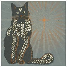 A black cat associated with traditional witchcraft folklore