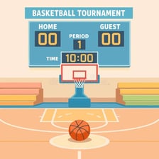 A basketball scoreboard showing a game extending into a second overtime